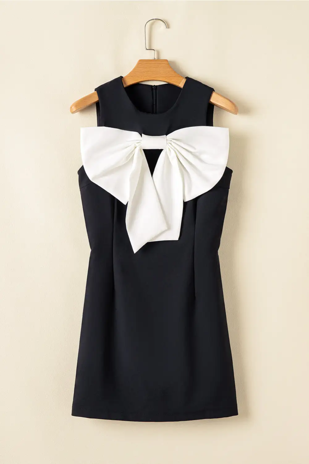 Daytime Tie Detail Contrast Trim Mini Dress