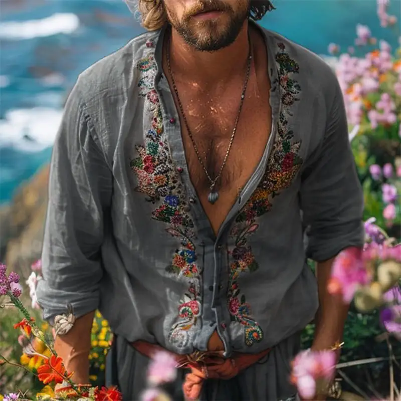 Embroidered Textured Woven Shirt