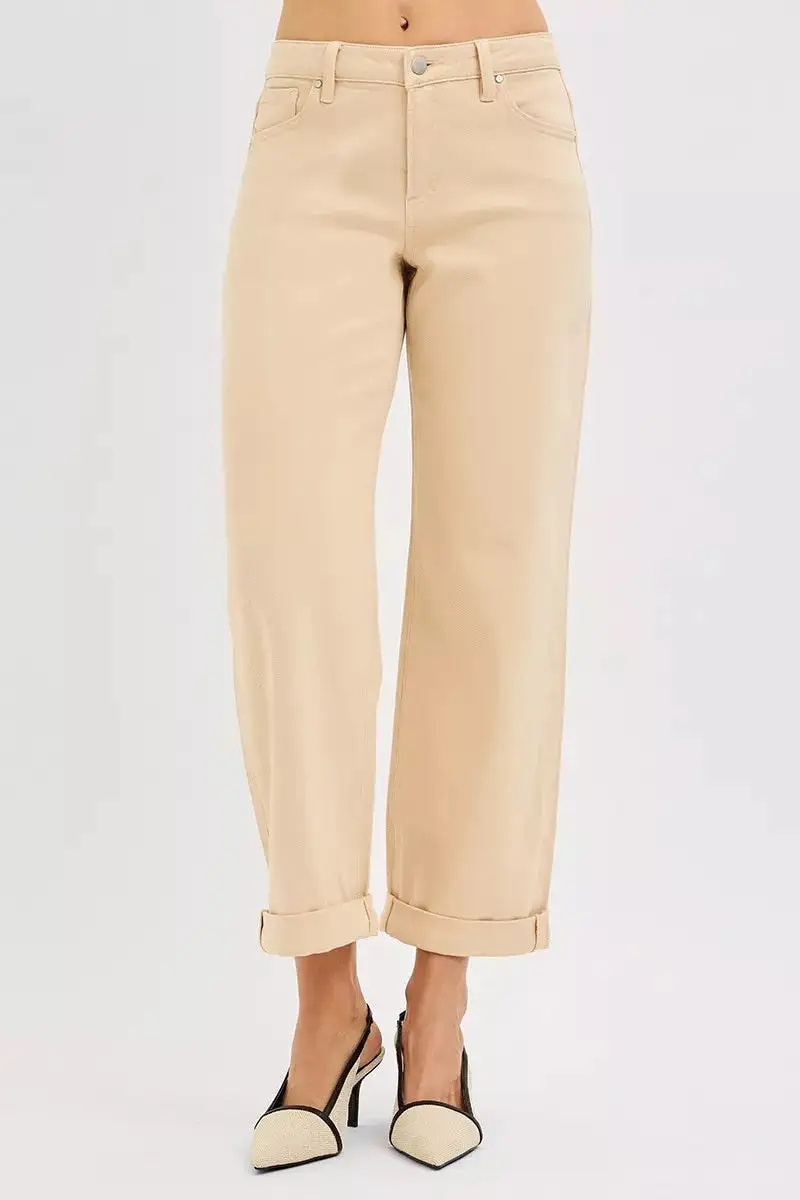 Tummy Control Mid Rise Ankle Barrel Relaxed Baggy