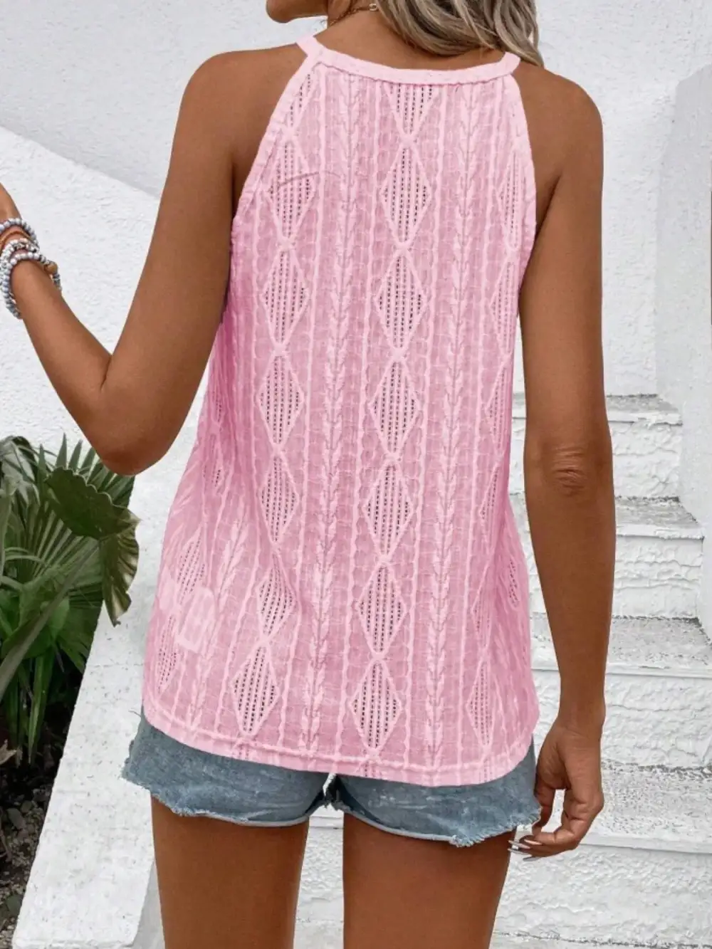 Openwork Grecian Neck Tank