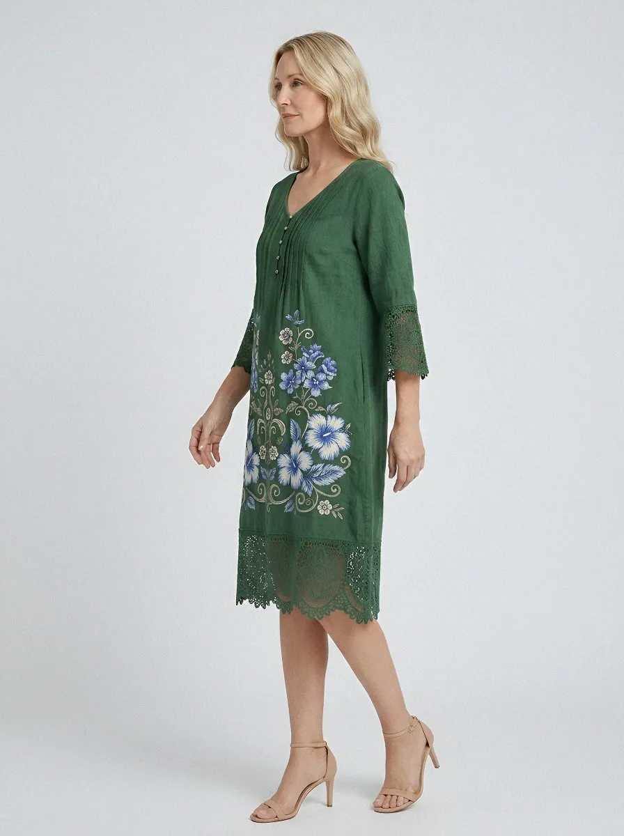 Women's Summer Vacation White Floral Beige Printed Dress