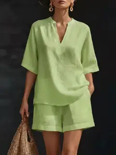 Polished Refined Pocketed Top and Shorts Matching Set