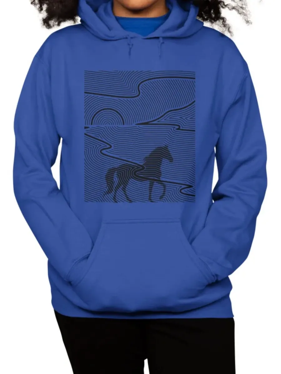 Modern Wave Line Horse Hoodie