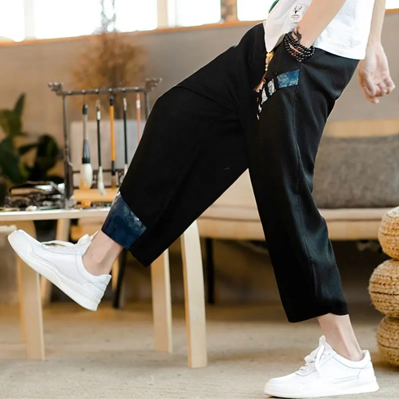 Drawstring Patchwork Pants