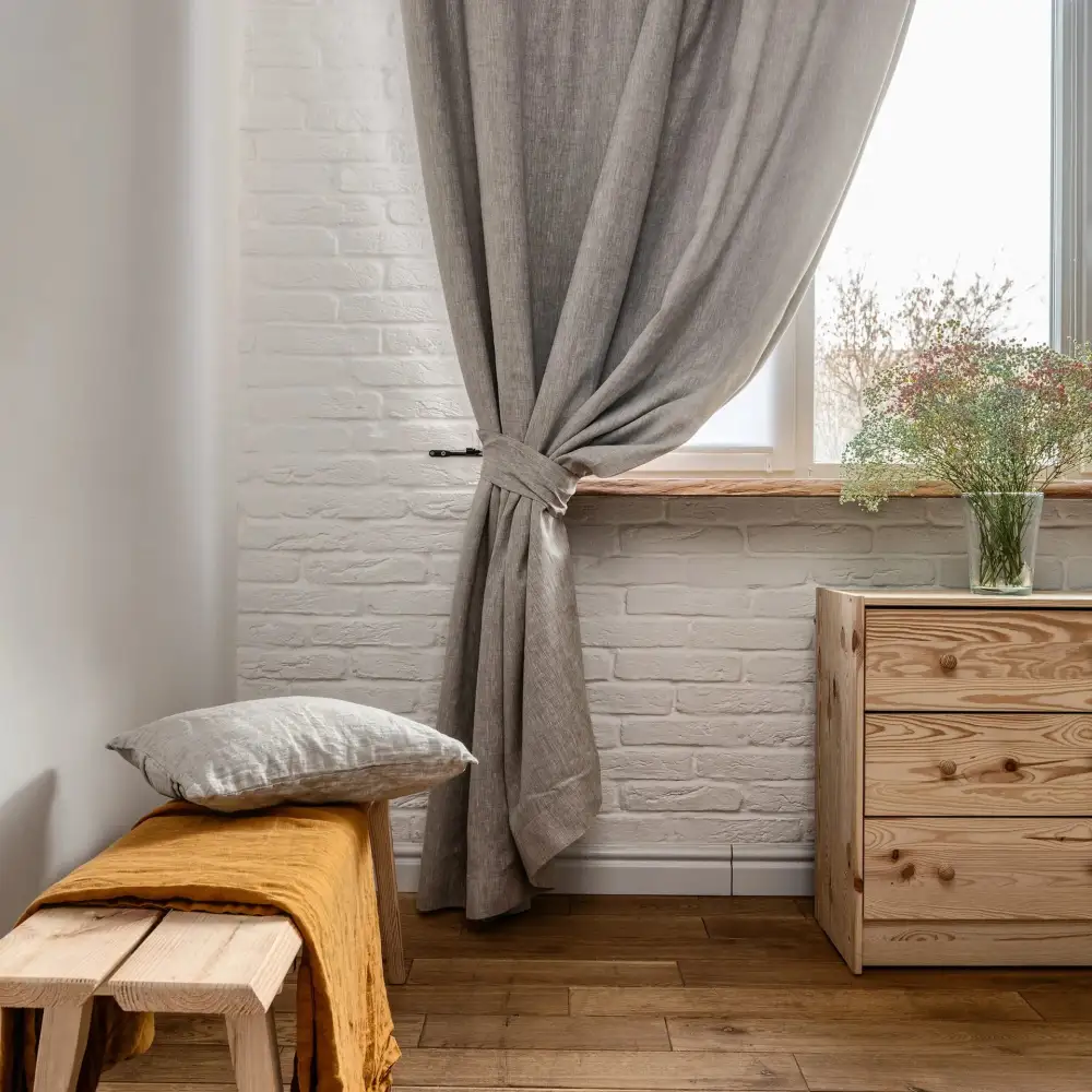 Wavefold Linen Track Curtain