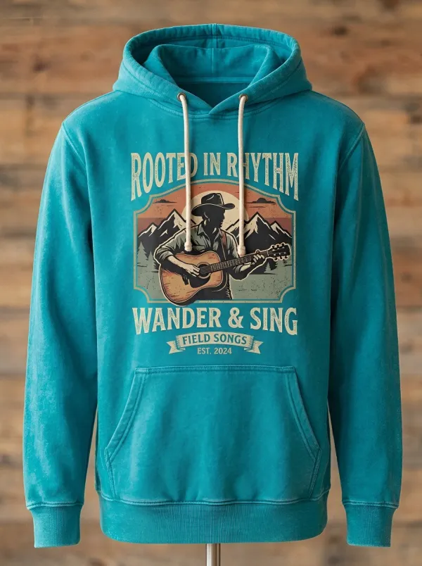 Nashville-Inspired Guitar Mountain Country Music Graphic Hoodie