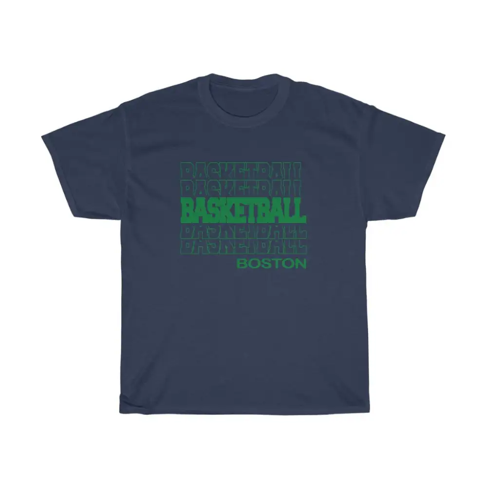 Basketball Boston in Modern Stacked Lettering (Green)
