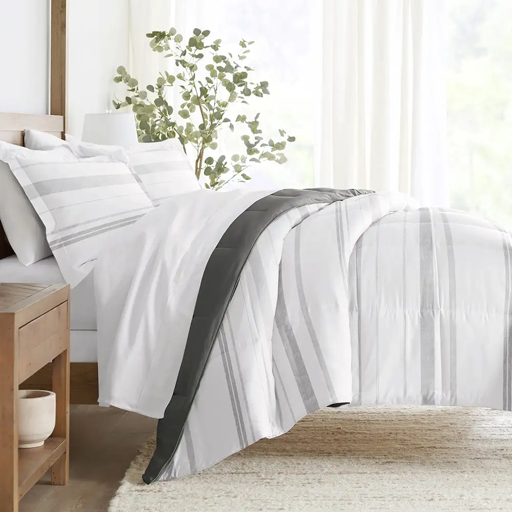 Stitched Stripe Reversible Down Alternative Comforter Set