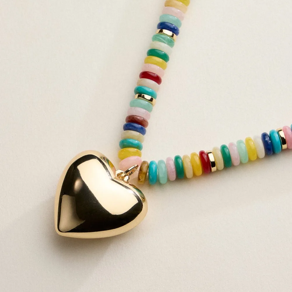 Puff Heart Beaded Necklace
