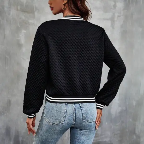 Quilted Zip Front Bomber Jacket