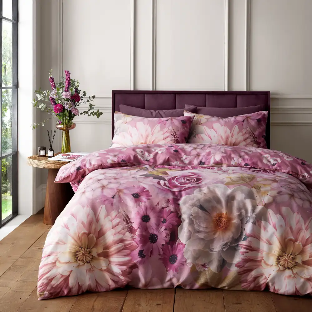 Printed Floral Microfiber Duvet Cover Set