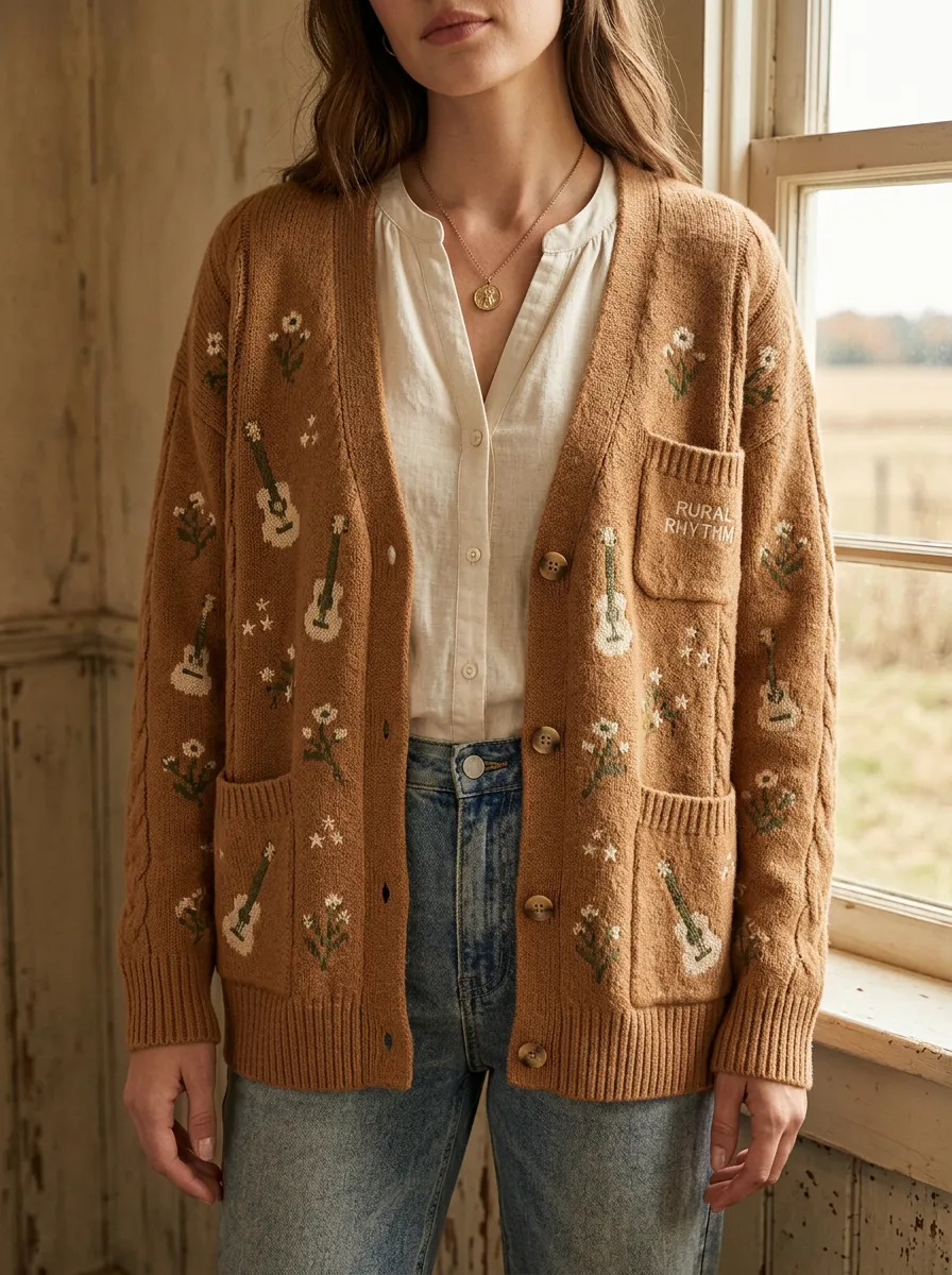 Rustic Women's Country Music Casual Cardigan