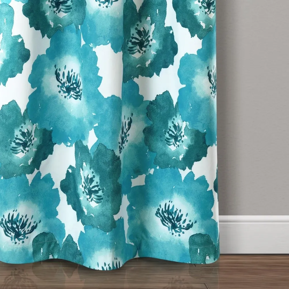Farmhouse Floral Full Blackout Grommet Curtain Panel Set