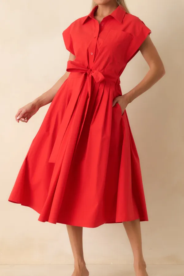 Button Front Midi Dress