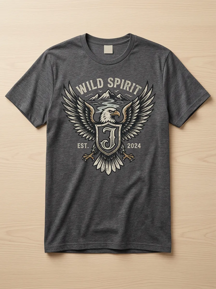 Men's Eagle Vintage Inspired Shield Graphic T-Shirt