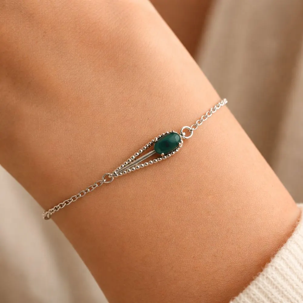 Chain Gemstone -Plated Bracelet