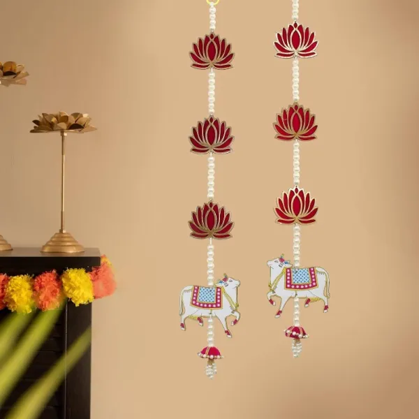 Lotus and Cow Hanging Decor, Home Accent