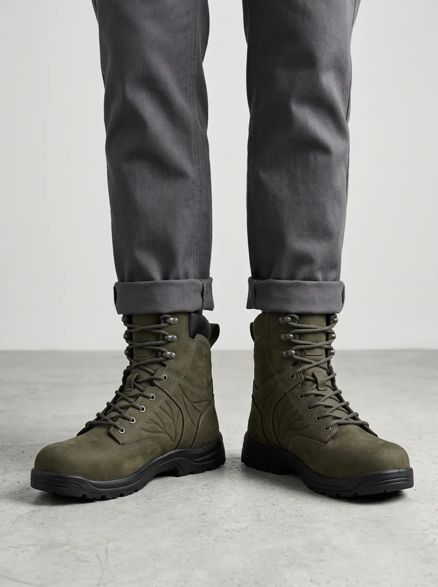 Unisex Tactical Leaf Embossed Print Work Boots