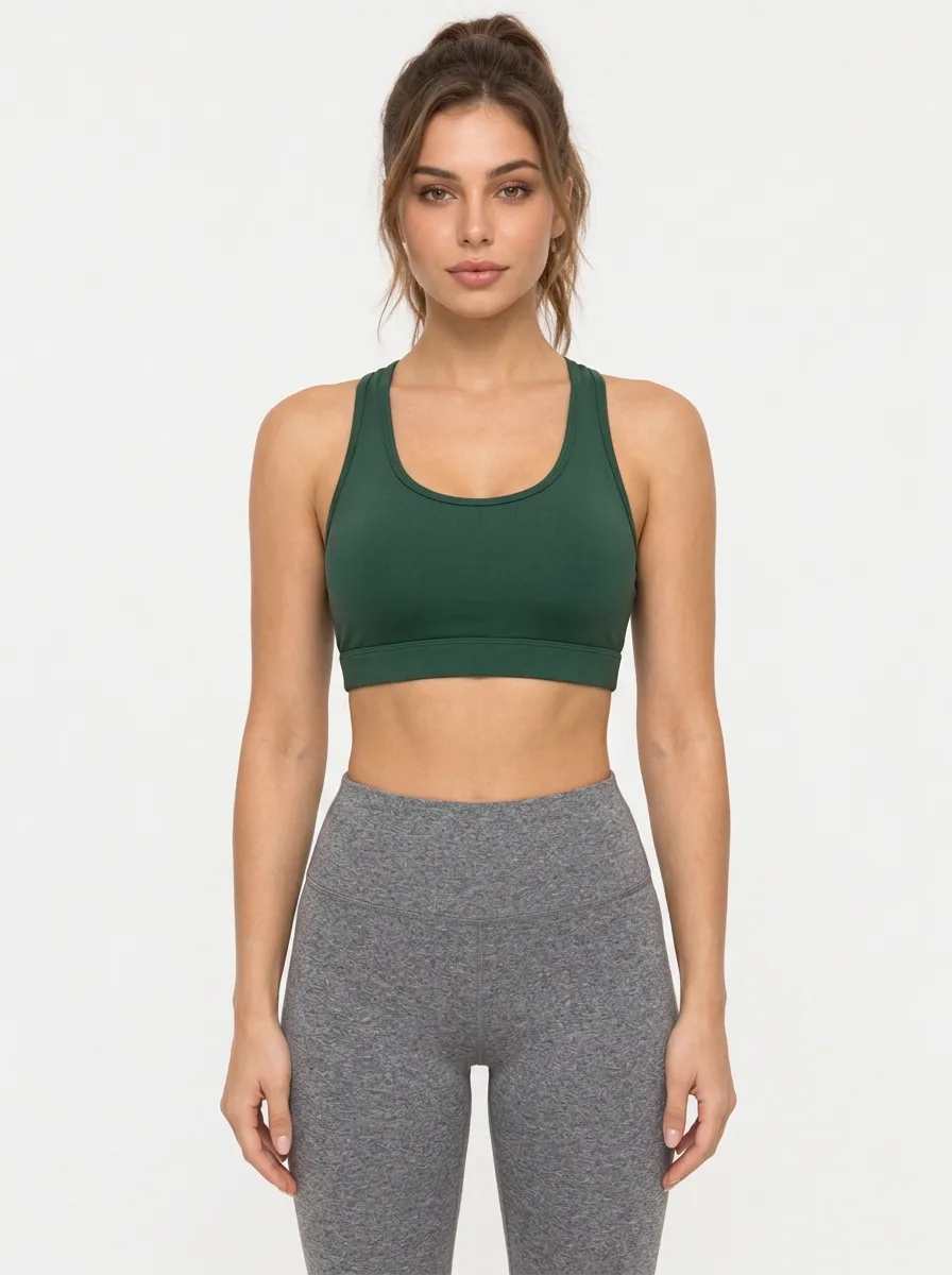Women's Green Crisscross Back Active Bra