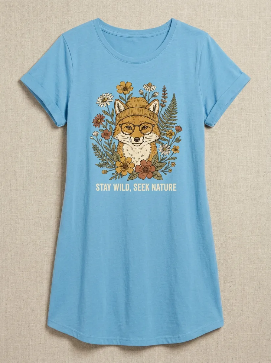 Nature Lover Fox Floral Glasses T-Shirt