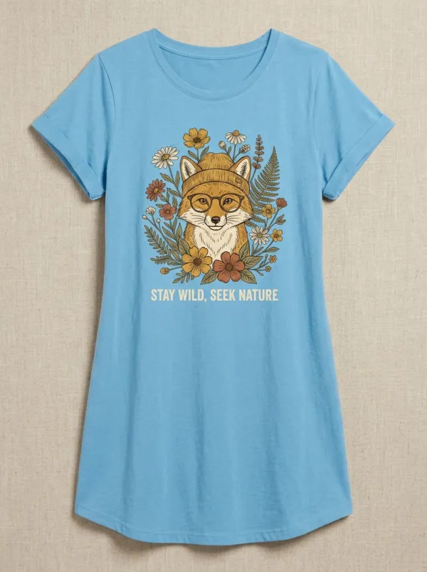 Nature Lover Fox Floral Glasses T-Shirt