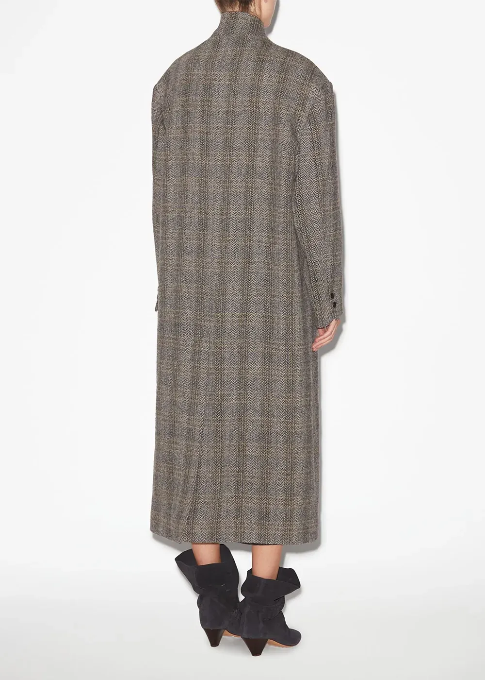 Checkered Print Long Coat