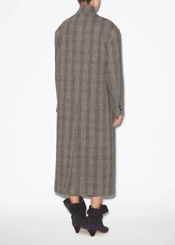 Checkered Print Long Coat