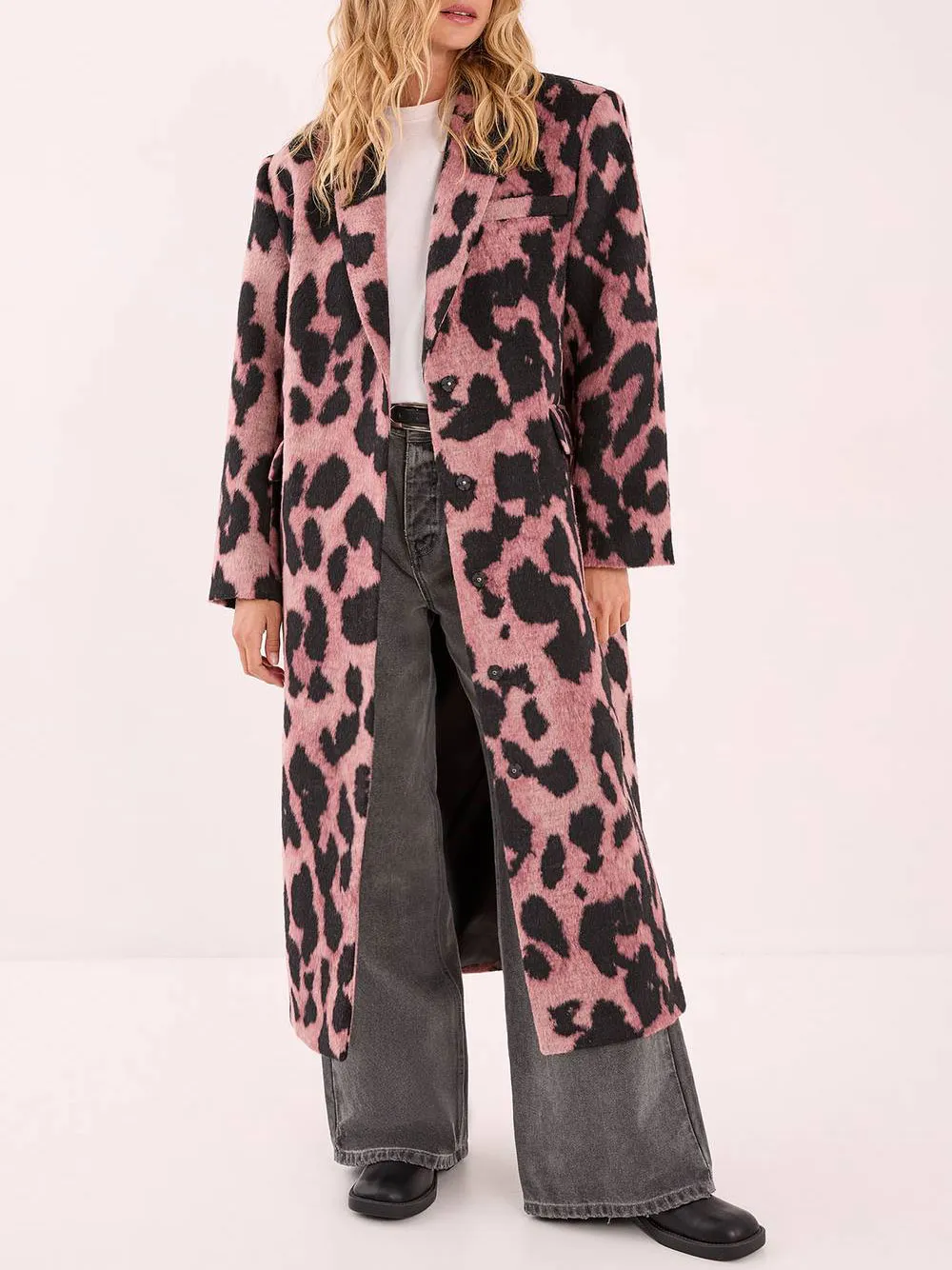 Women's Stylish Leopard-Print Fuzzy Long Coat