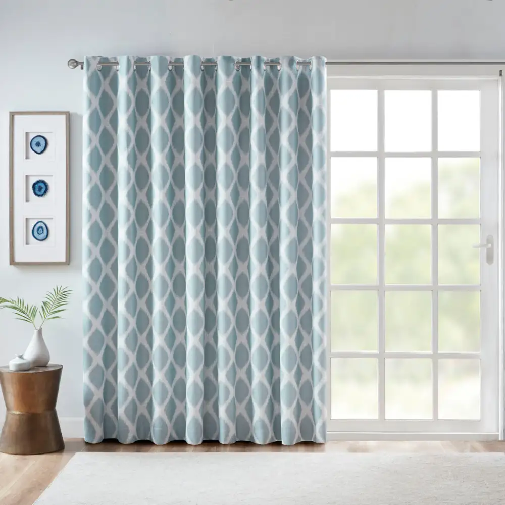 Clean-Lined Blackout Polyester Ikat Grommet Curtain Panel