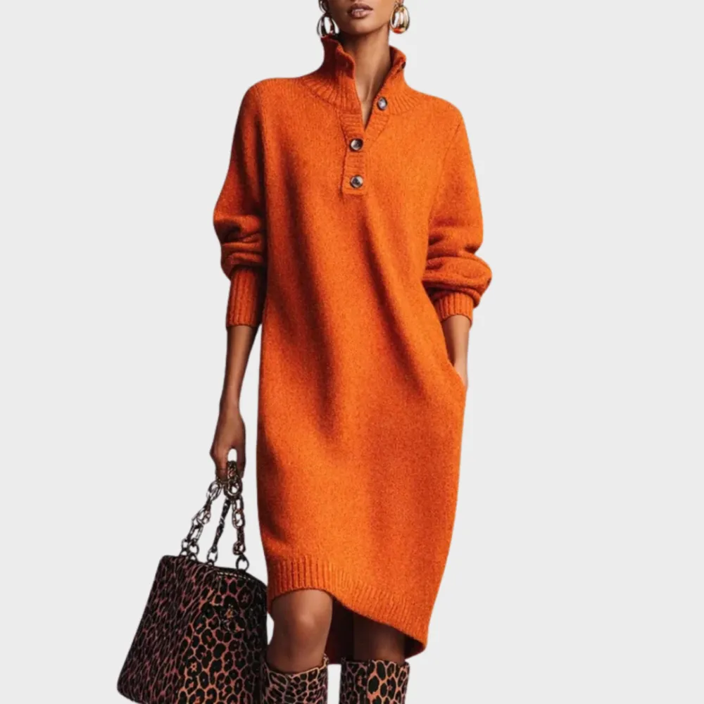 Knit Detail Relaxed Casual Dress