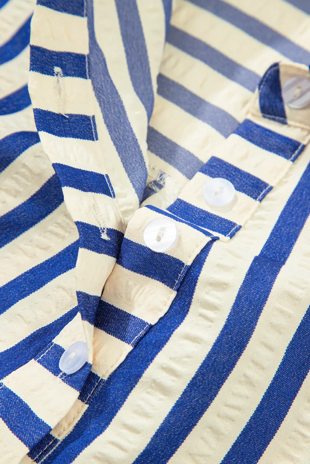 Striped Half Button Pocketed Mini Dress