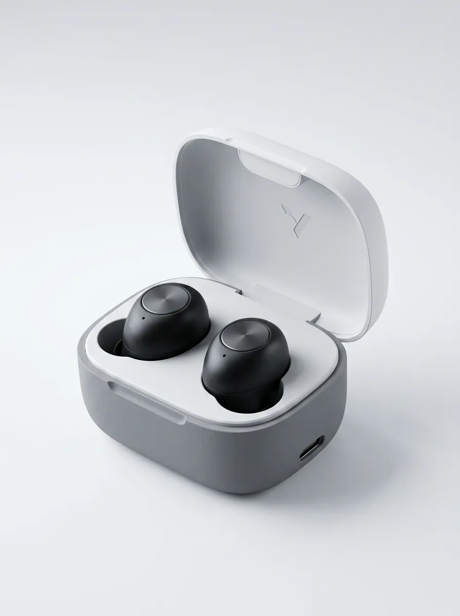 Unisex Tech Enthusiast Minimalist Black Wireless Printed Earbuds
