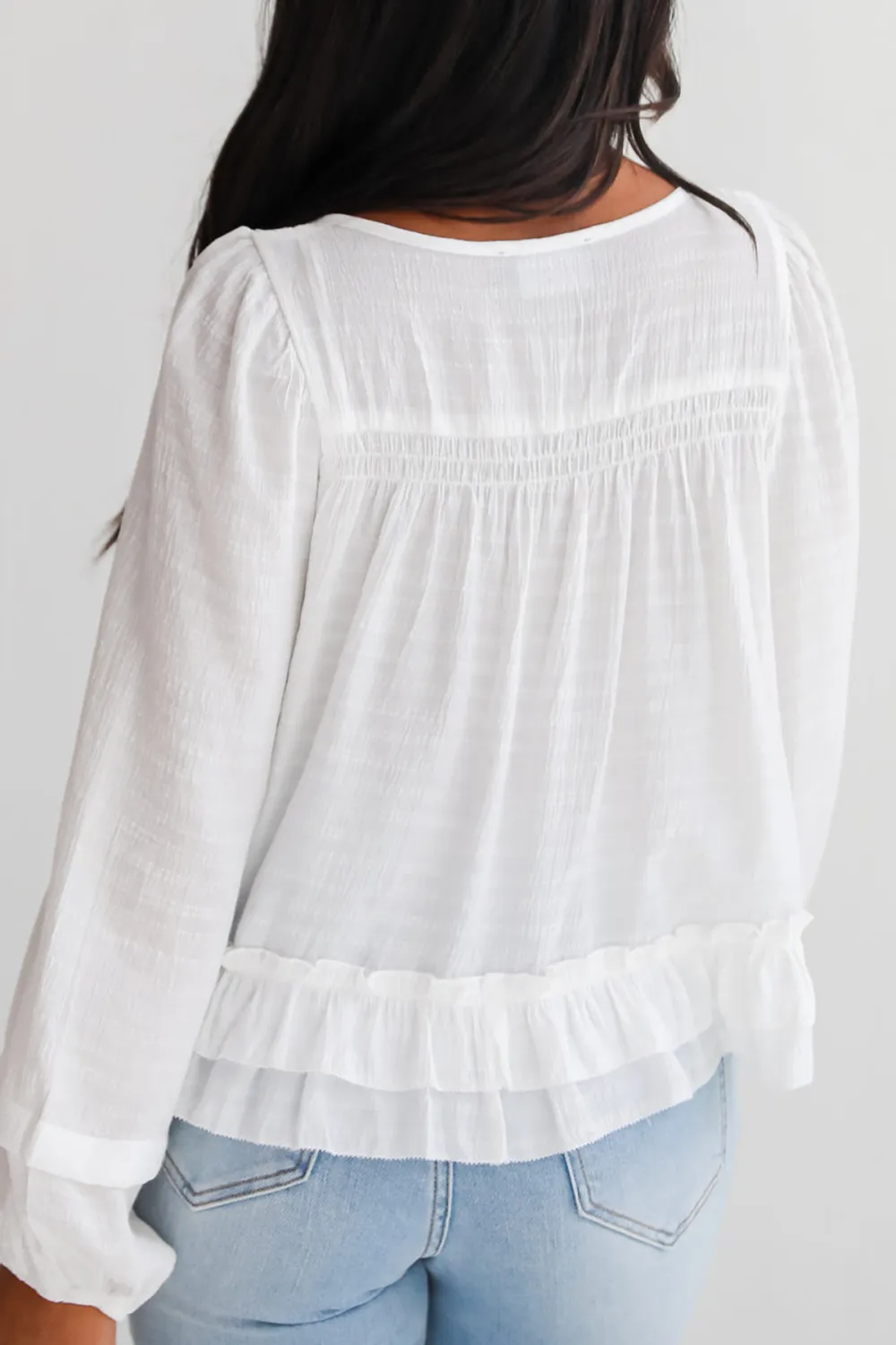 White Ruffle Blouse