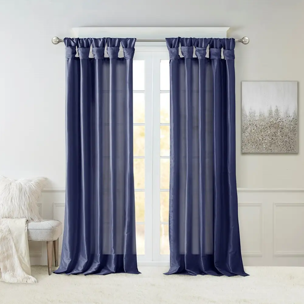 Balanced Faux Silk Twist-Tab Curtain Panel