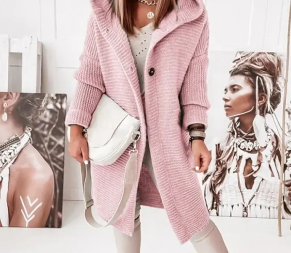 Hooded Long-Sleeve Winter Cardigan