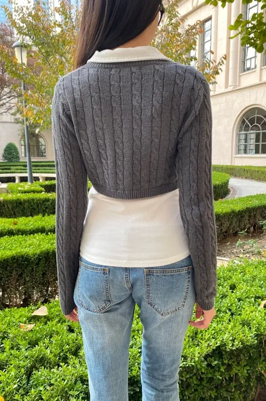 Heather Gray V Neck Cardigan