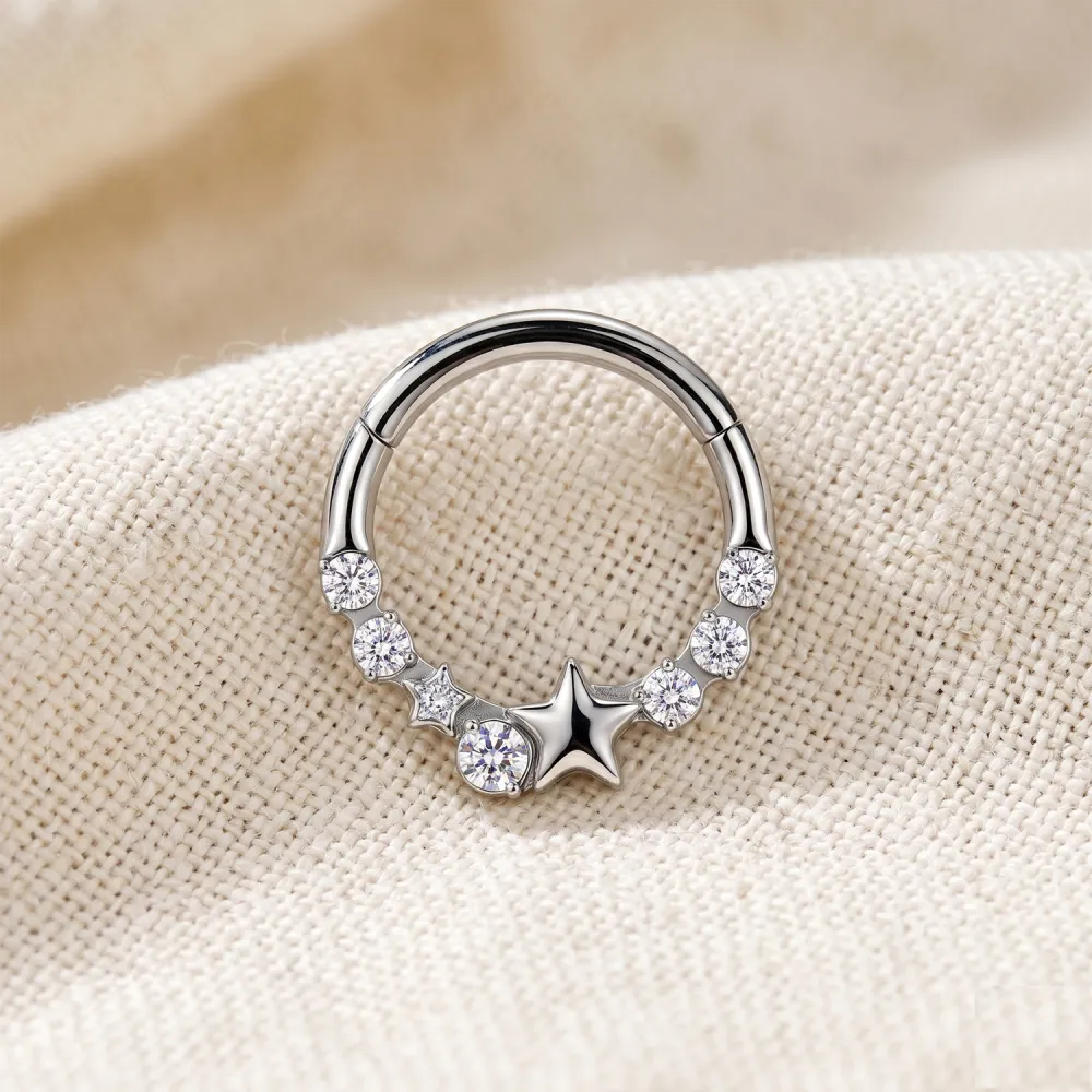 Geometric Surgical-Steel Hinged Hoop Ring