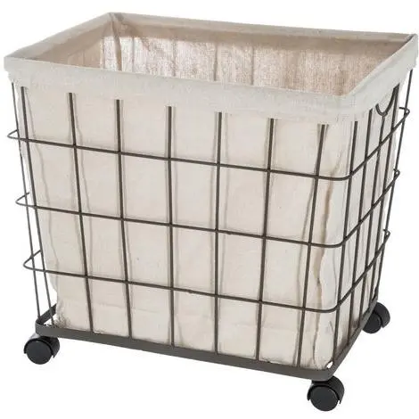 Classic Steel Metal Rolling Laundry Basket
