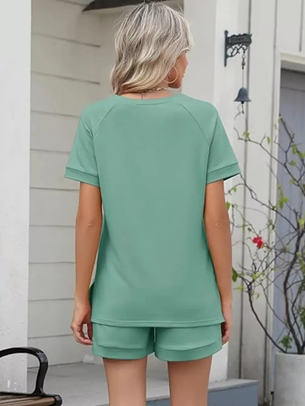 Short Sleeve Top Shorts Two Piece Set