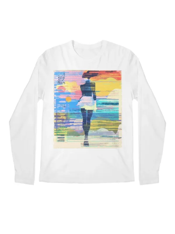 Glitch Art Printed Long Sleeve Tee
