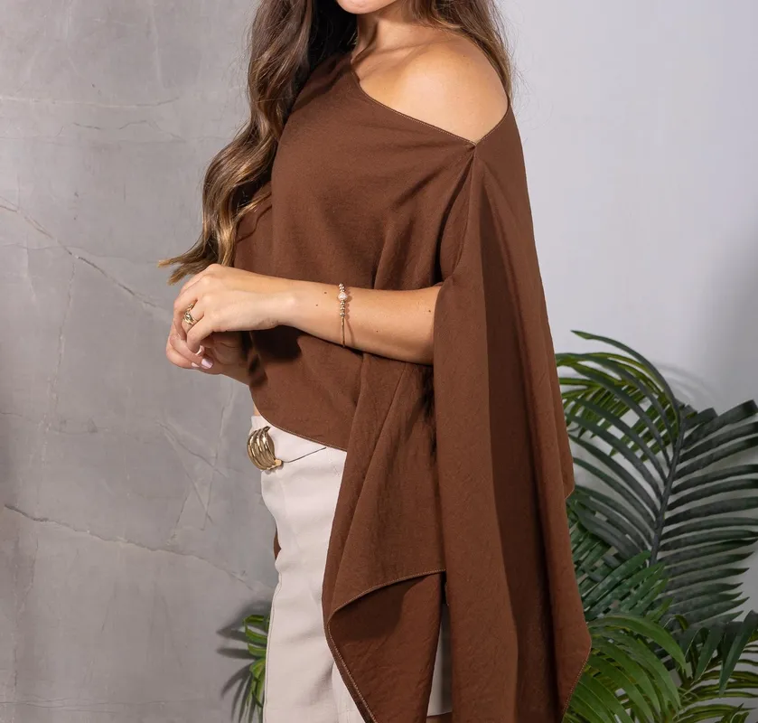 Draped Ruana Overlay Blouse