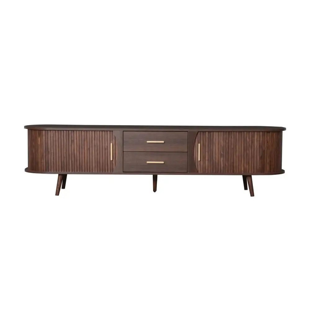 Glass-Door Storage Media Tv Stand