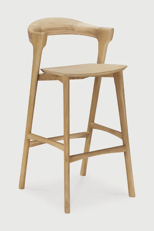 Curved Oak-Frame Bar Stool