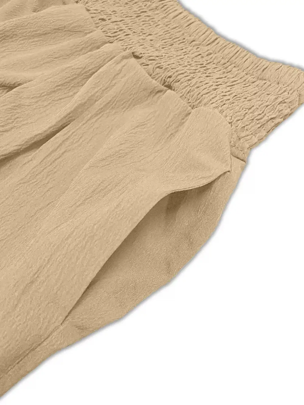 Wide Leg Cropped Smocked Waist Elastic Waist Pants