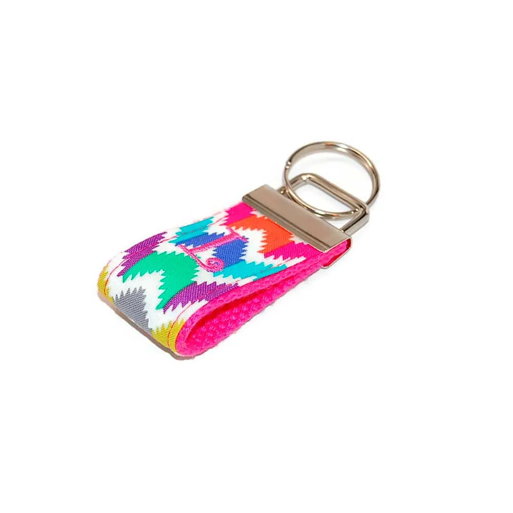 Colorful Chevron Botanical Keychain