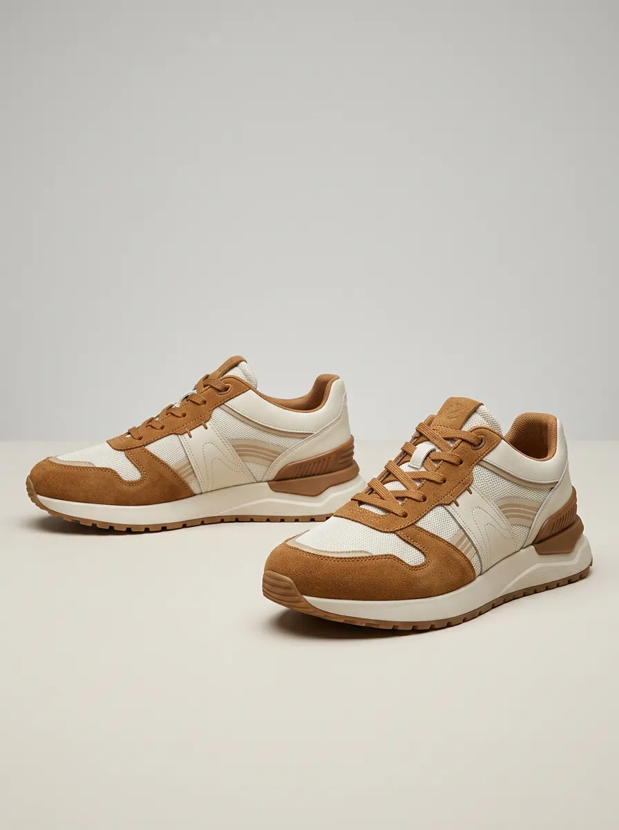 Unisex Casual Suede Mesh Paneled Print Sneakers