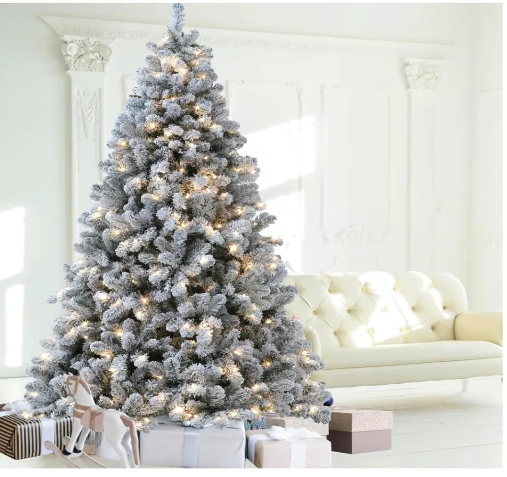 Flocked Prelit Decorative Tree