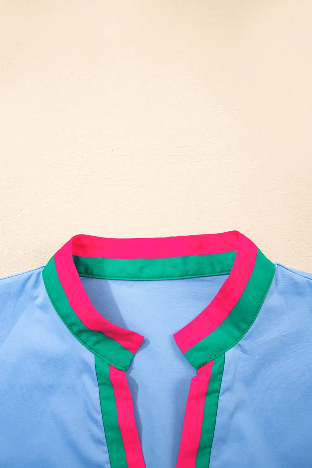 Striped V-Neck Puff Sleeve Blouse