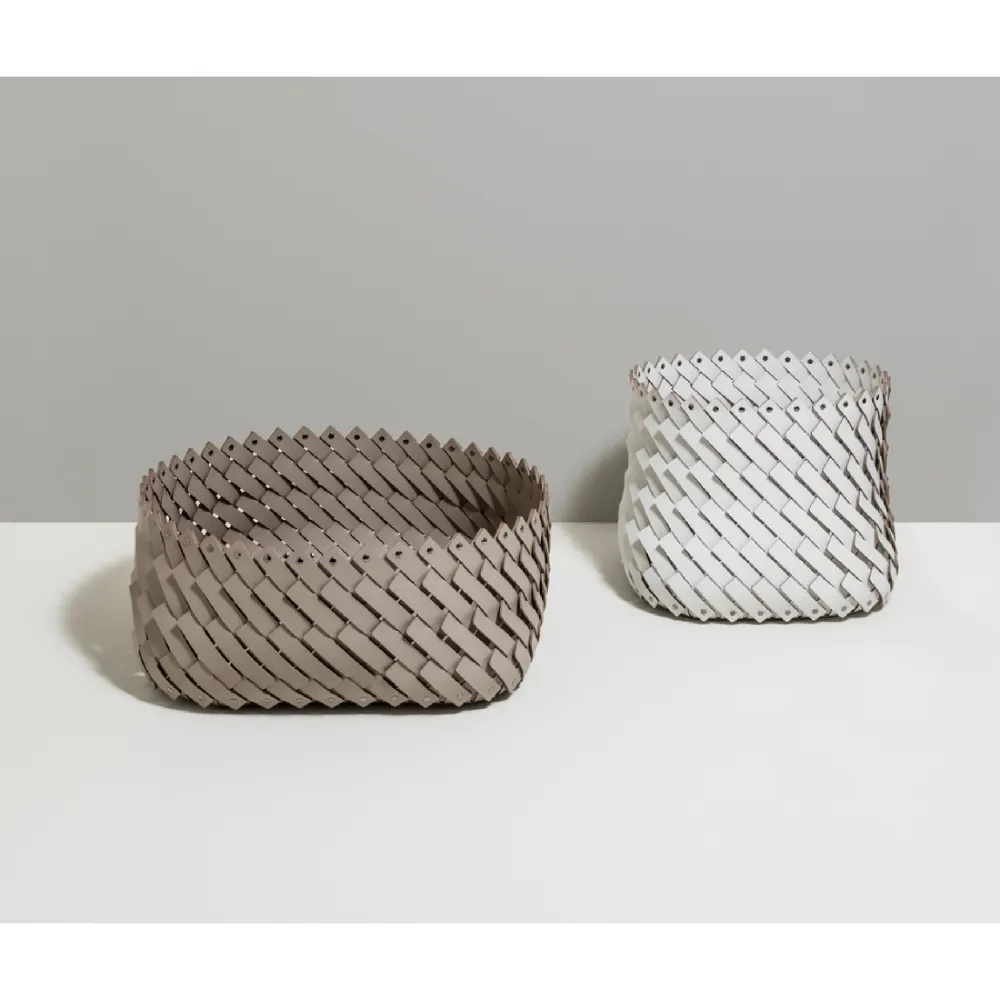 Handwoven Leather Square Basket