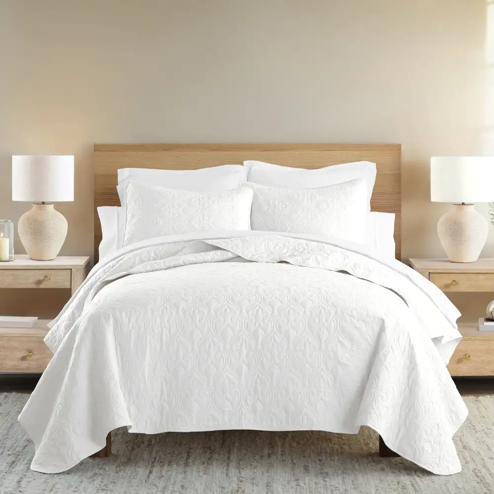 Damask Quilted Coverlet Set